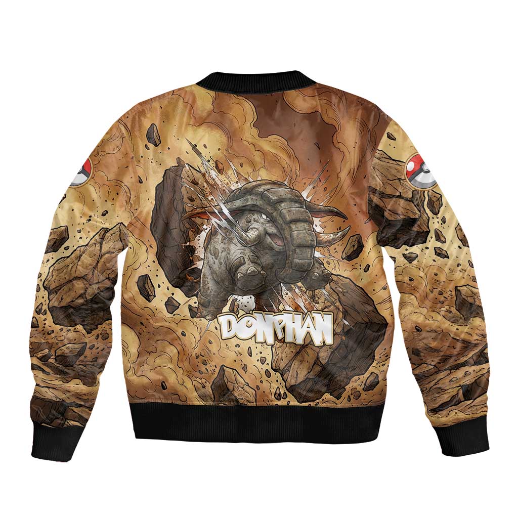 Donphan Sleeve Zip Bomber Jacket Explosive Earthquake Comic Art