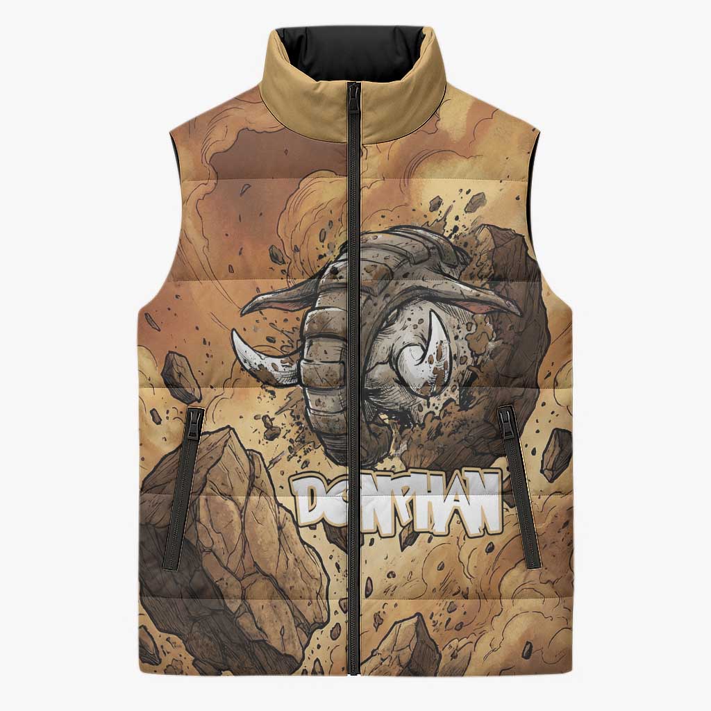 Donphan Sleeveless Puffer Jacket Explosive Earthquake Comic Art