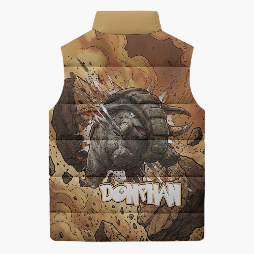 Donphan Sleeveless Puffer Jacket Explosive Earthquake Comic Art