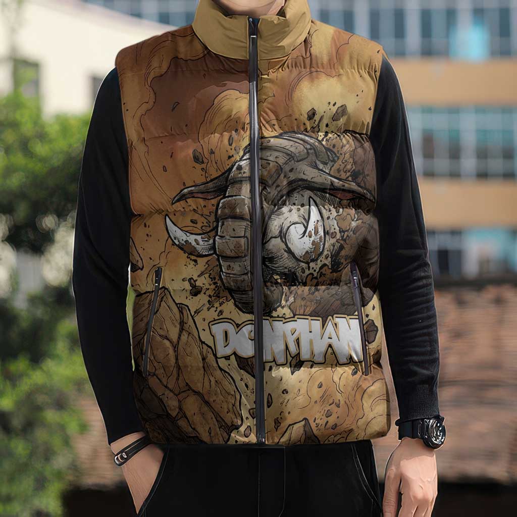Donphan Sleeveless Puffer Jacket Explosive Earthquake Comic Art