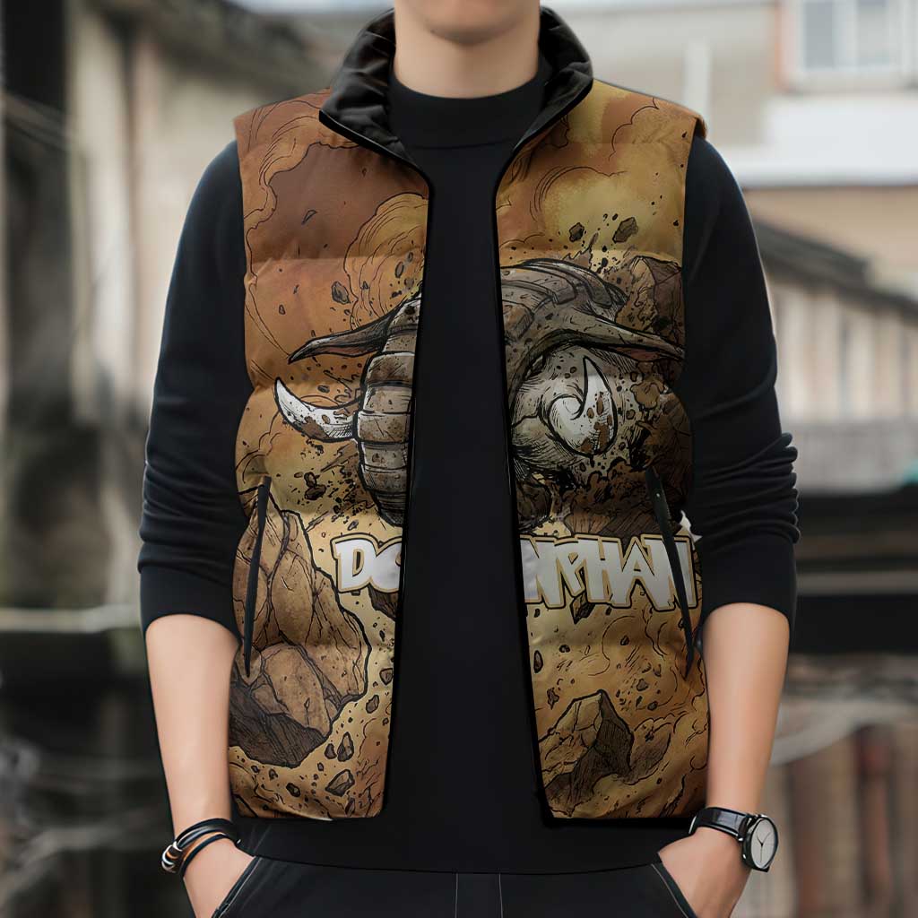 Donphan Sleeveless Puffer Jacket Explosive Earthquake Comic Art