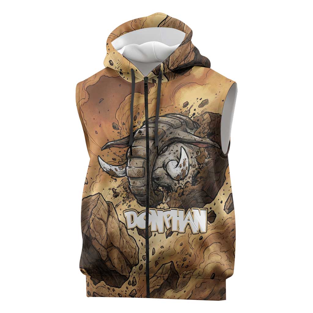Donphan Sleeveless Zip Hoodie Explosive Earthquake Comic Art