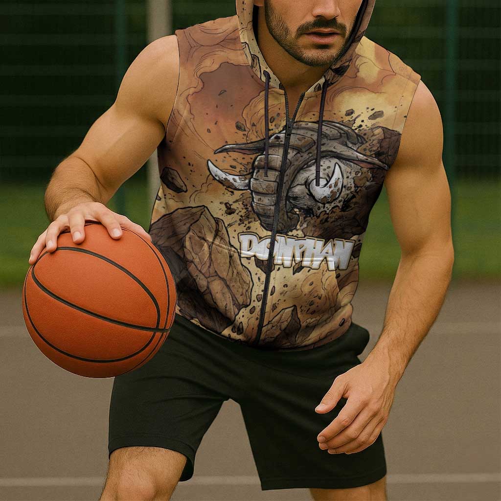 Donphan Sleeveless Zip Hoodie Explosive Earthquake Comic Art