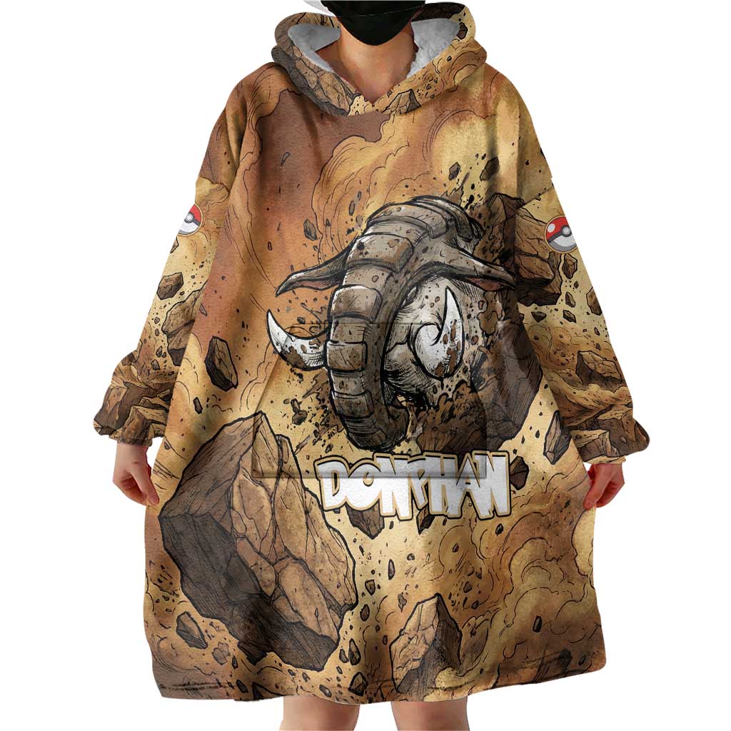 Donphan Wearable Blanket Hoodie Explosive Earthquake Comic Art