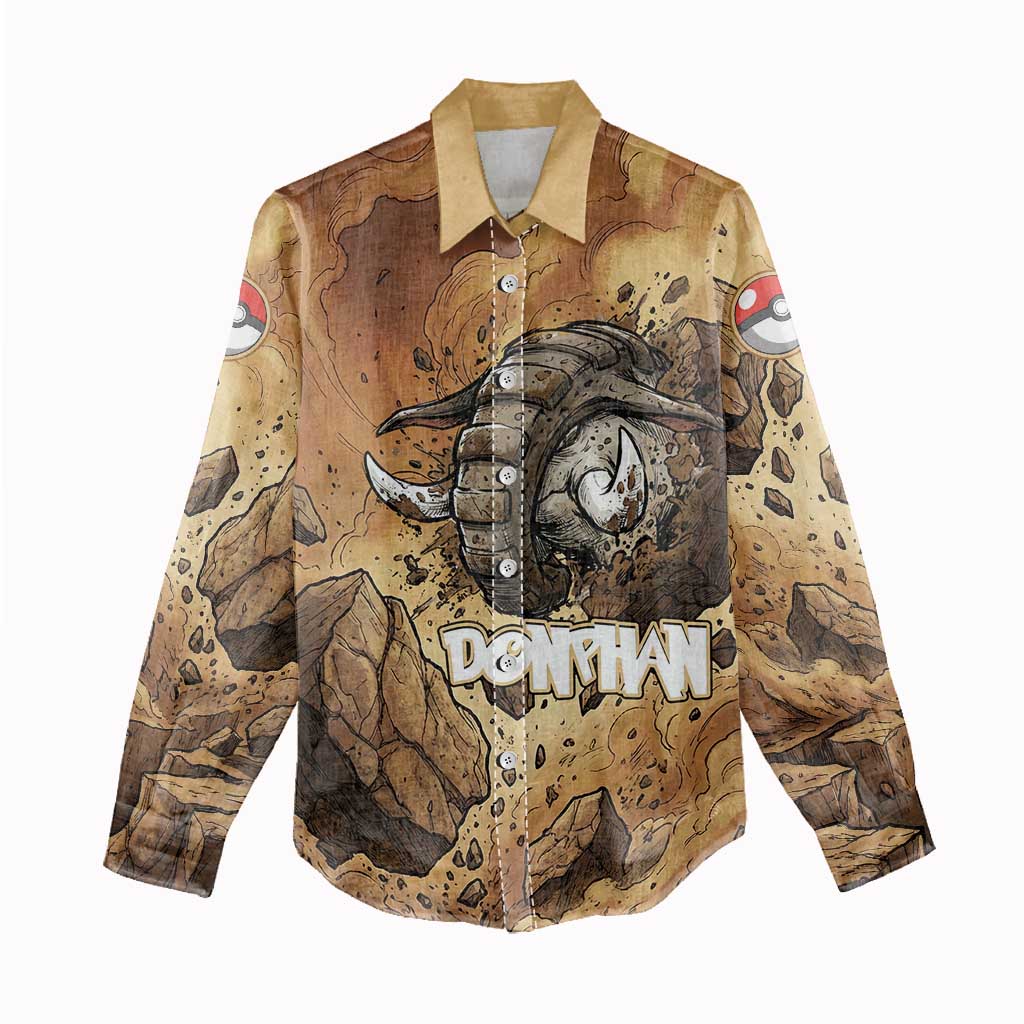 Donphan Women Casual Shirt Explosive Earthquake Comic Art