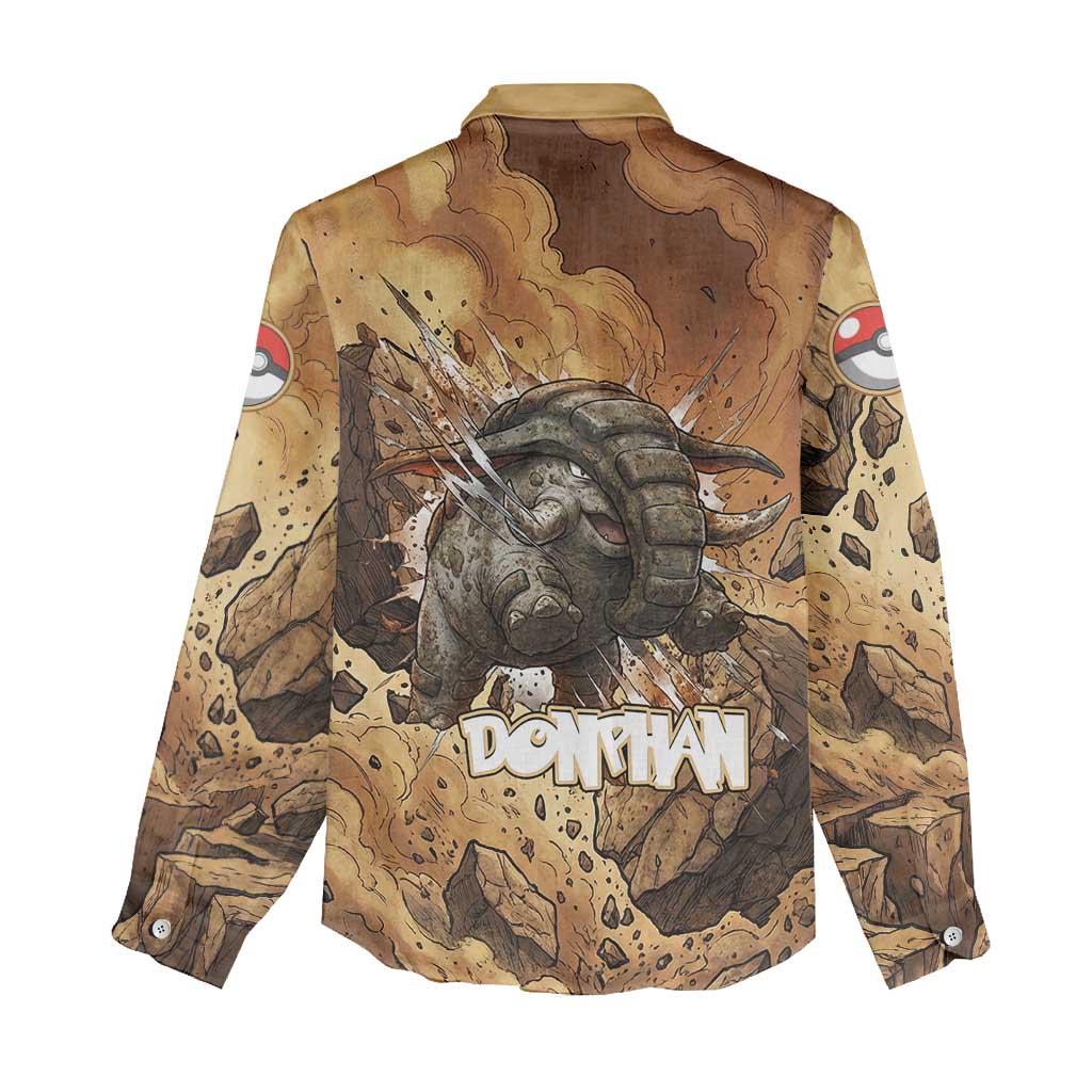 Donphan Women Casual Shirt Explosive Earthquake Comic Art