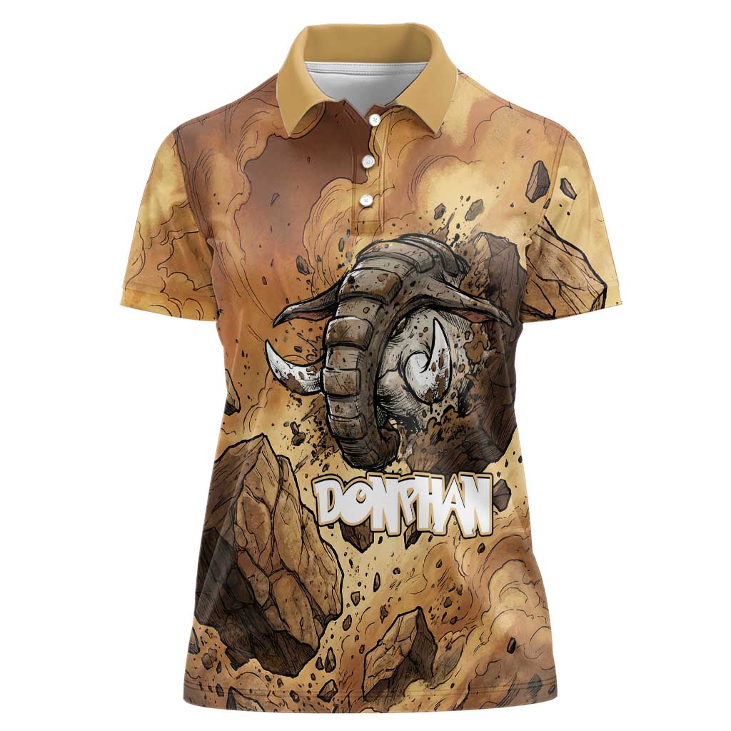 Donphan Women Polo Shirt Explosive Earthquake Comic Art