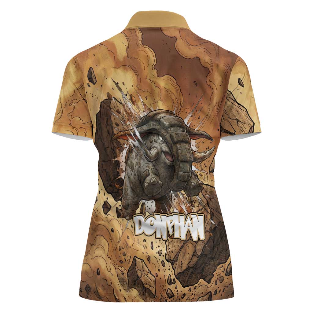 Donphan Women Polo Shirt Explosive Earthquake Comic Art