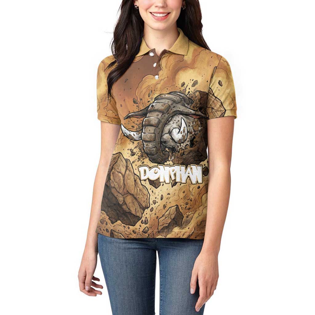 Donphan Women Polo Shirt Explosive Earthquake Comic Art