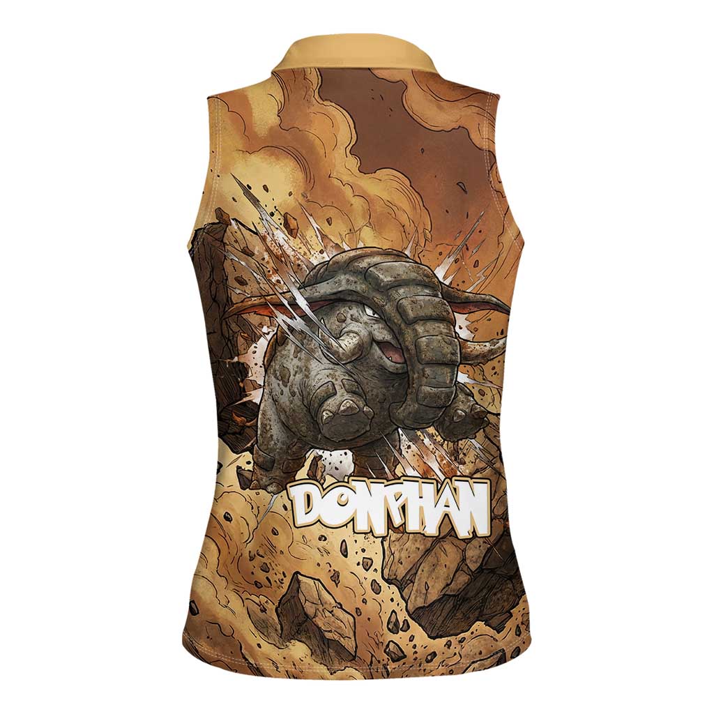 Donphan Women Sleeveless Polo Shirt Explosive Earthquake Comic Art