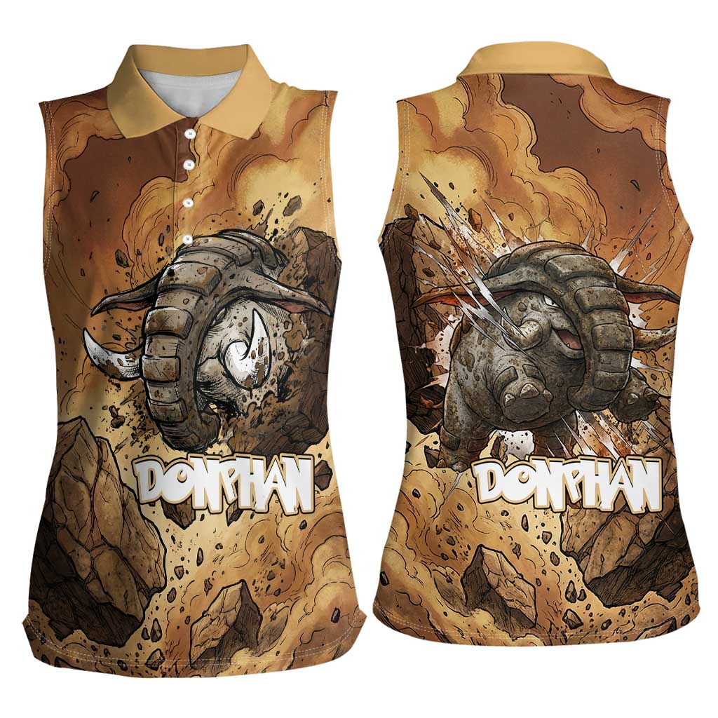Donphan Women Sleeveless Polo Shirt Explosive Earthquake Comic Art