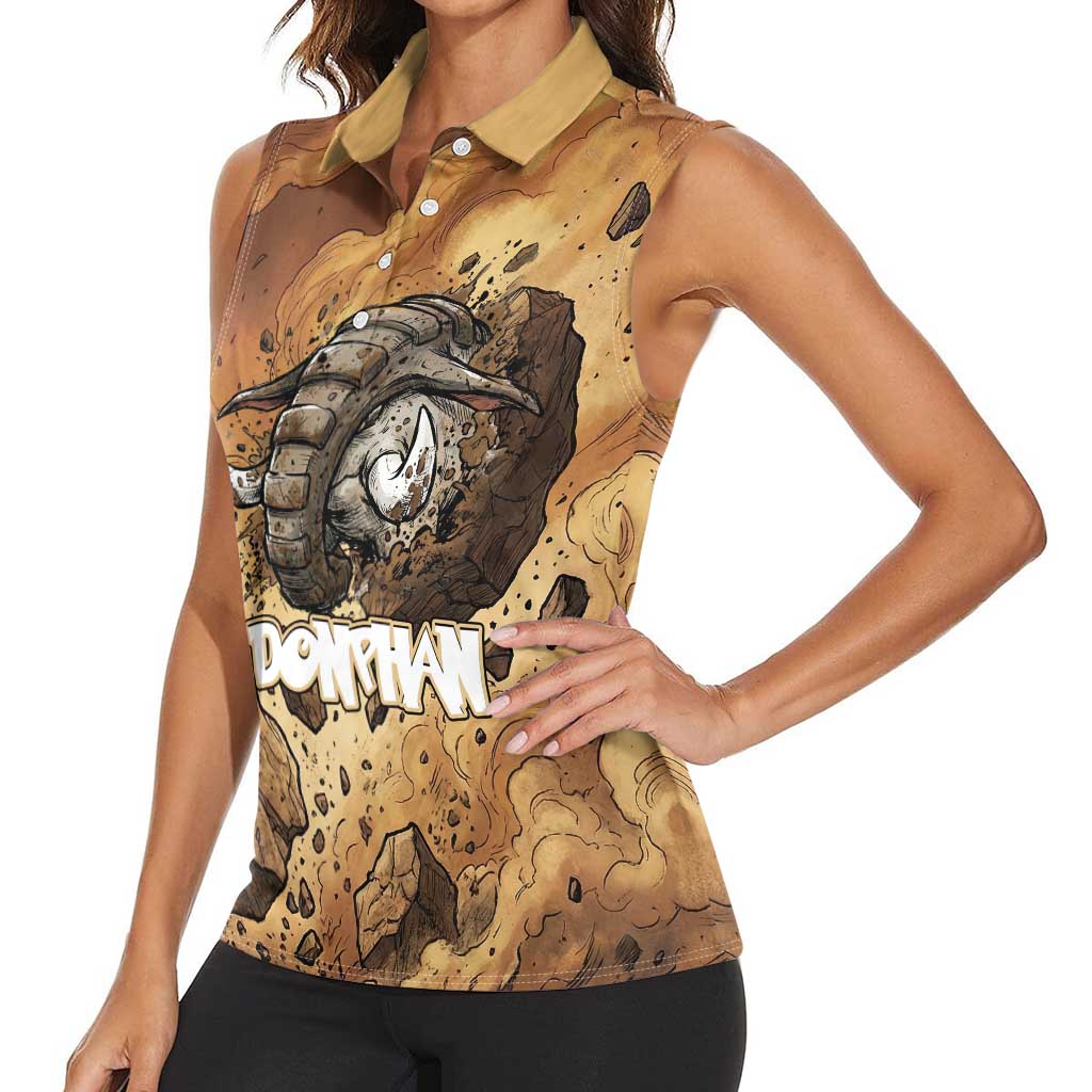 Donphan Women Sleeveless Polo Shirt Explosive Earthquake Comic Art