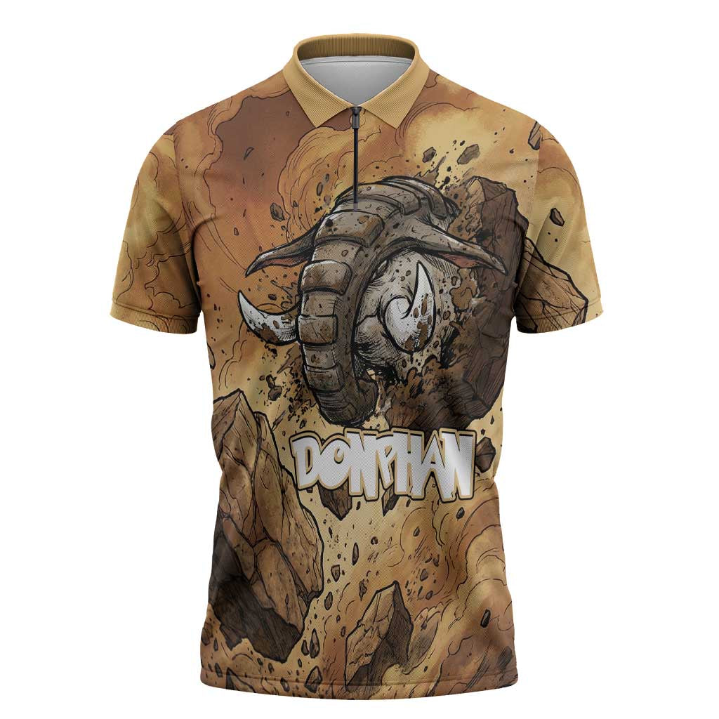 Donphan Zipper Polo Shirt Explosive Earthquake Comic Art