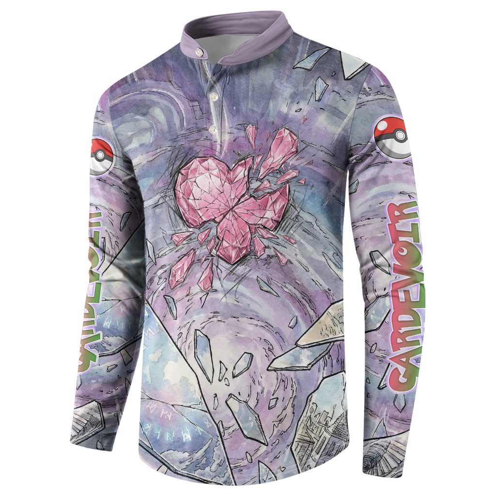 Gardevoir Button Sweatshirt Shattered Crystal Galaxy Art