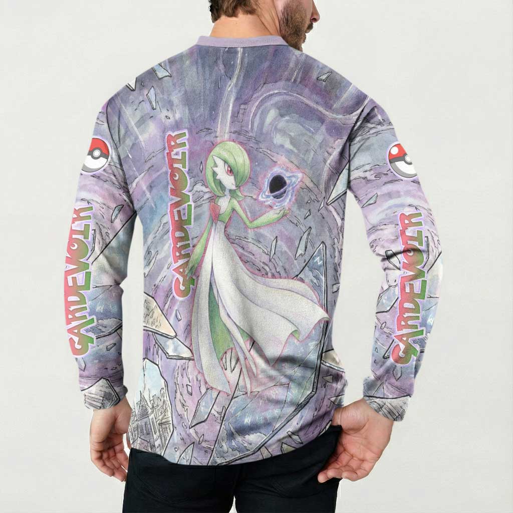 Gardevoir Button Sweatshirt Shattered Crystal Galaxy Art