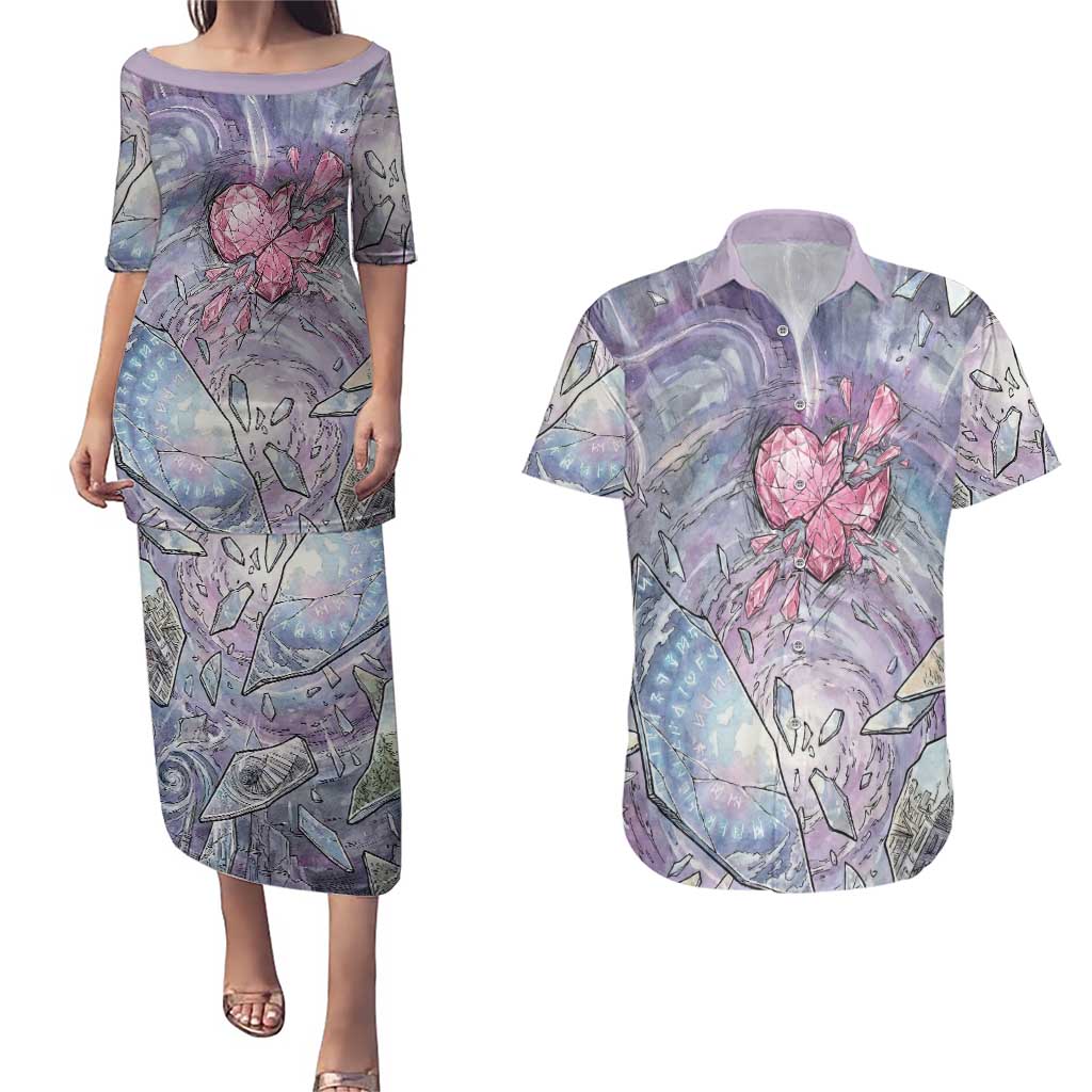 Gardevoir Couples Matching Puletasi and Hawaiian Shirt Shattered Crystal Galaxy Art