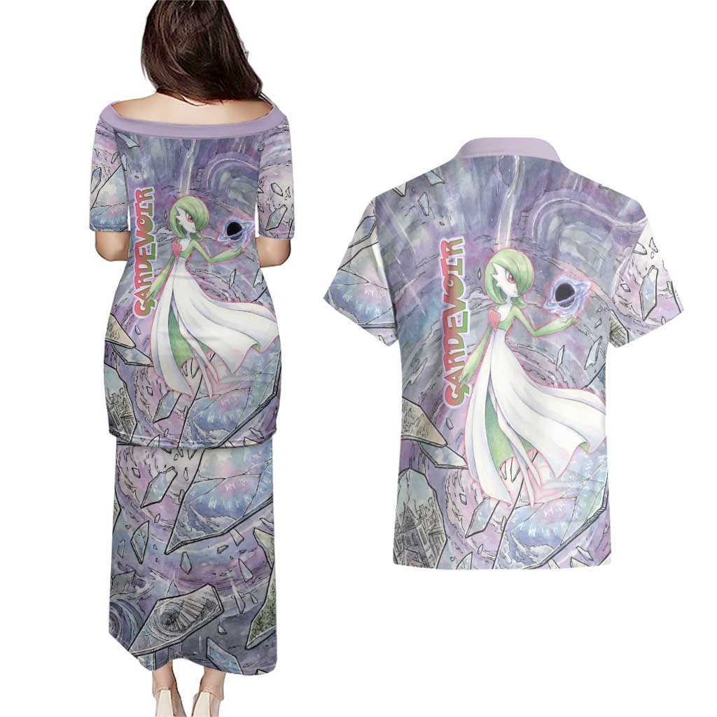 Gardevoir Couples Matching Puletasi and Hawaiian Shirt Shattered Crystal Galaxy Art