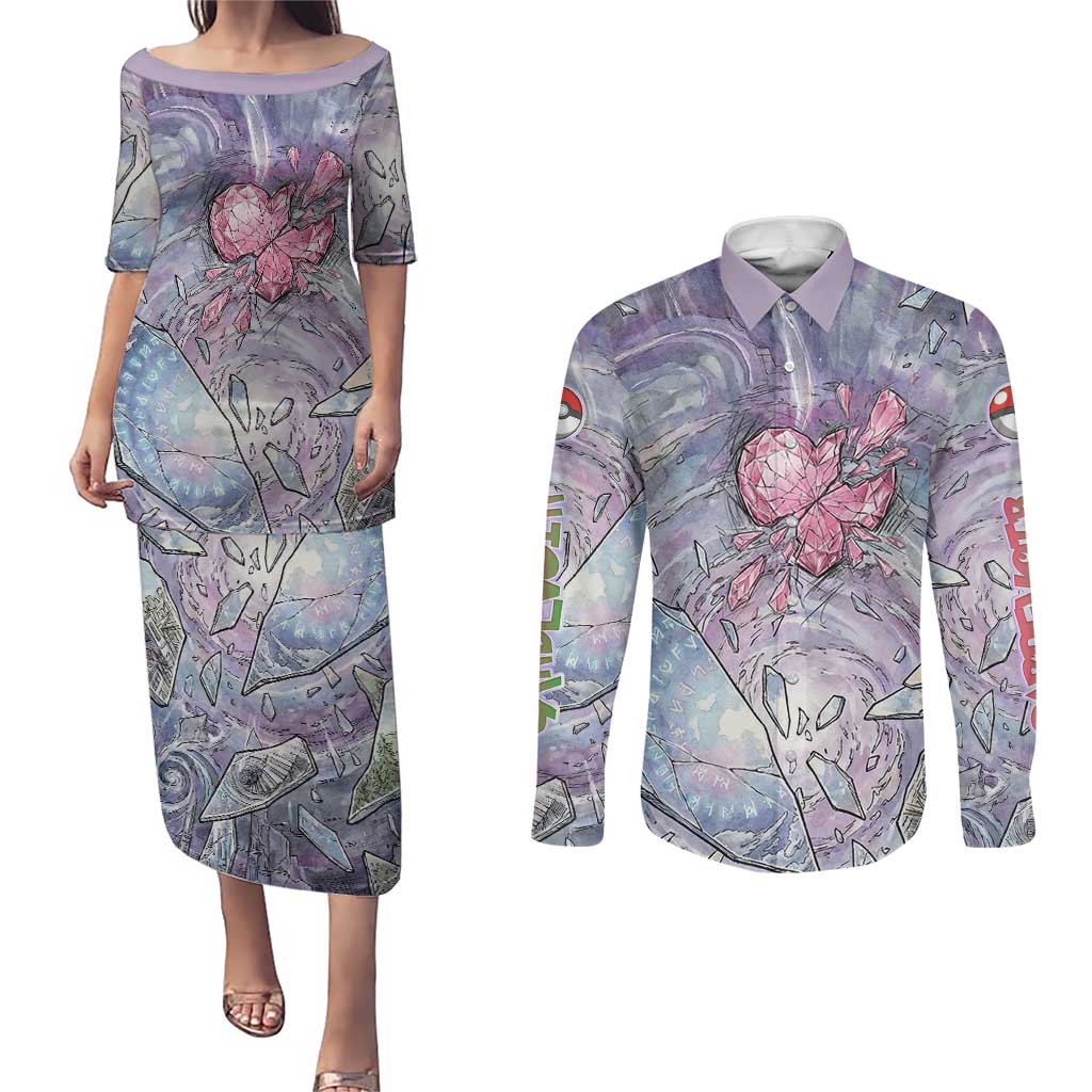 Gardevoir Couples Matching Puletasi and Long Sleeve Button Shirt Shattered Crystal Galaxy Art