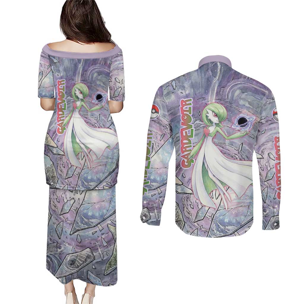 Gardevoir Couples Matching Puletasi and Long Sleeve Button Shirt Shattered Crystal Galaxy Art