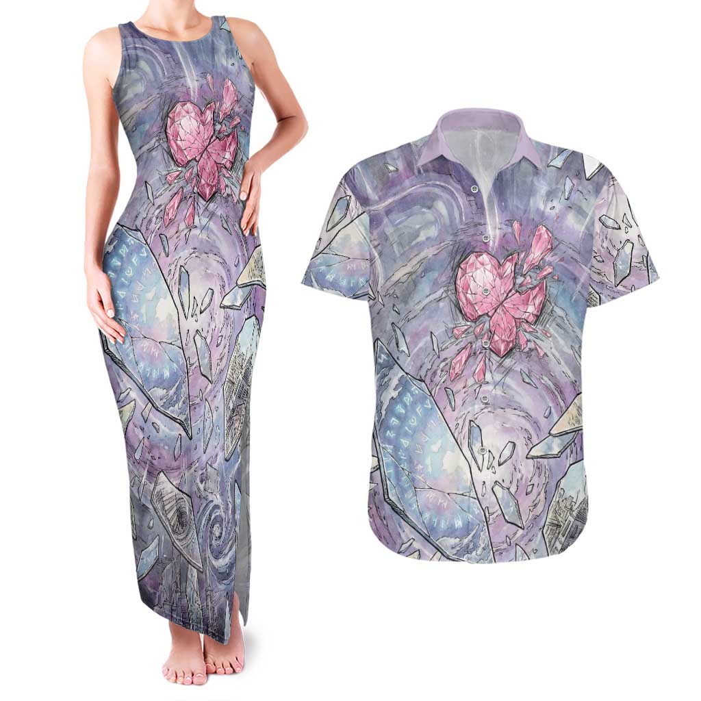 Gardevoir Couples Matching Tank Maxi Dress and Hawaiian Shirt Shattered Crystal Galaxy Art