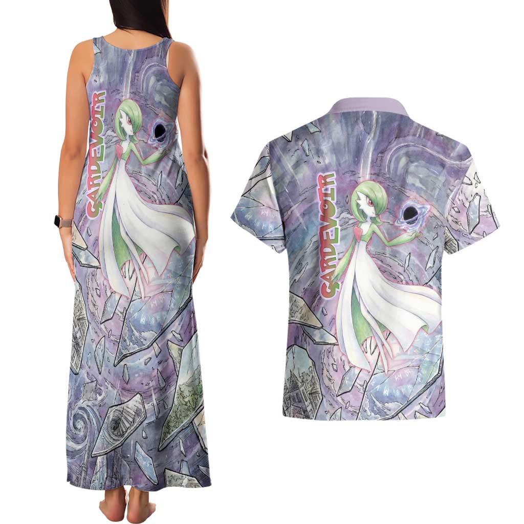 Gardevoir Couples Matching Tank Maxi Dress and Hawaiian Shirt Shattered Crystal Galaxy Art