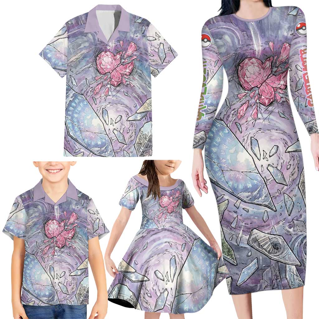 Gardevoir Family Matching Long Sleeve Bodycon Dress and Hawaiian Shirt Shattered Crystal Galaxy Art