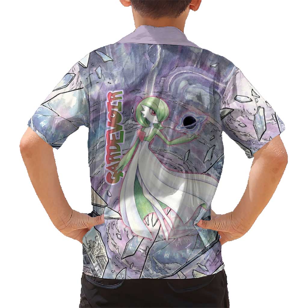 Gardevoir Family Matching Long Sleeve Bodycon Dress and Hawaiian Shirt Shattered Crystal Galaxy Art