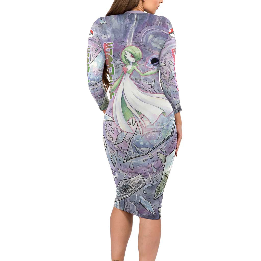 Gardevoir Family Matching Long Sleeve Bodycon Dress and Hawaiian Shirt Shattered Crystal Galaxy Art