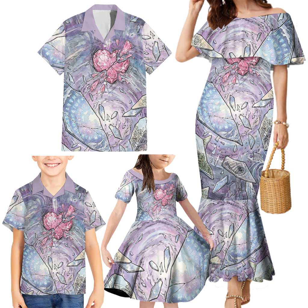 Gardevoir Family Matching Mermaid Dress and Hawaiian Shirt Shattered Crystal Galaxy Art