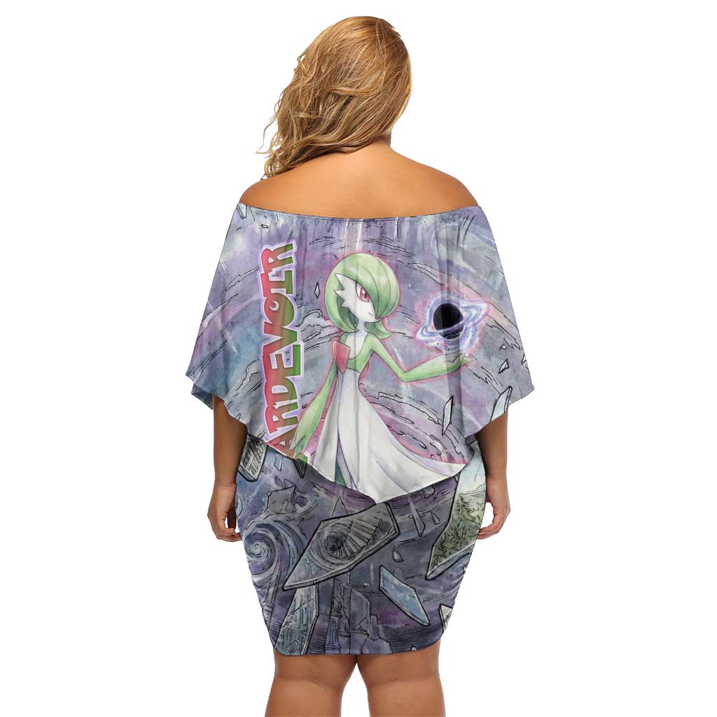 Gardevoir Family Matching Off Shoulder Short Dress and Hawaiian Shirt Shattered Crystal Galaxy Art