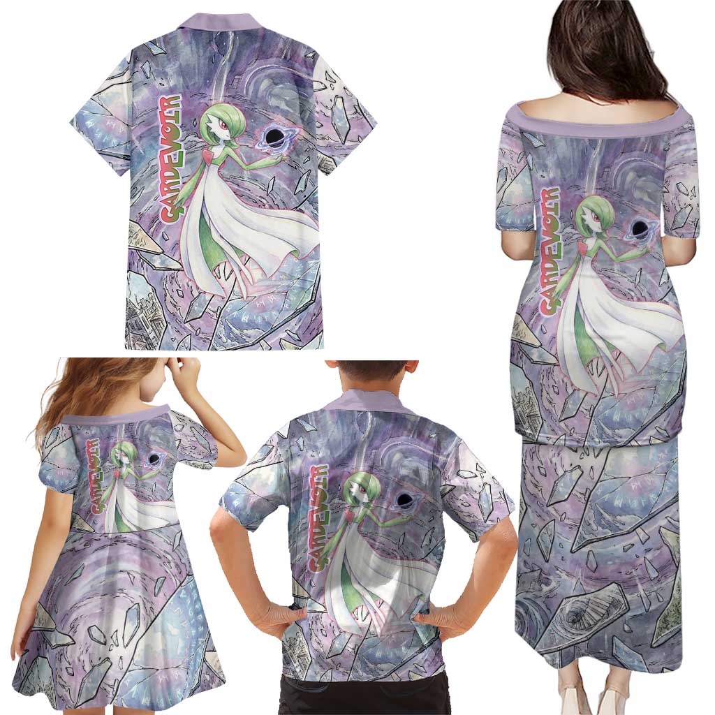 Gardevoir Family Matching Puletasi and Hawaiian Shirt Shattered Crystal Galaxy Art
