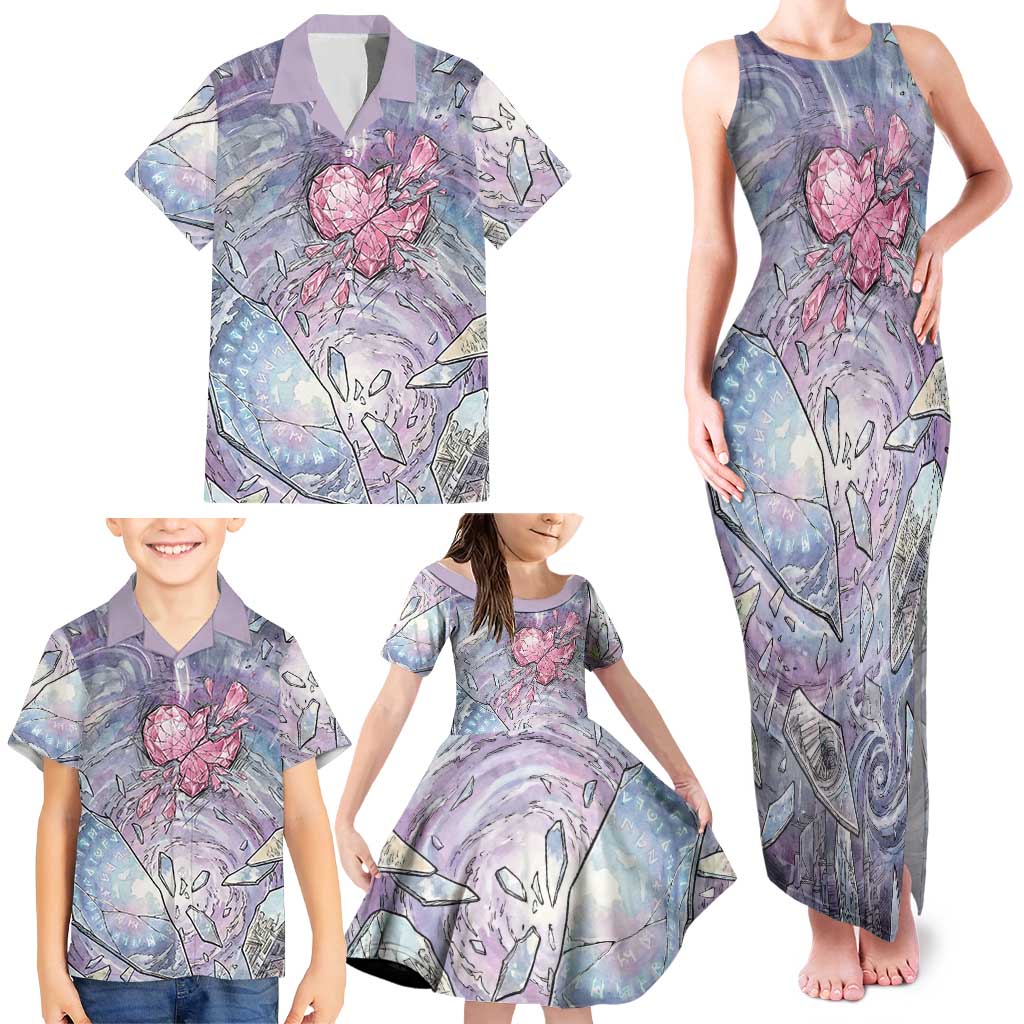 Gardevoir Family Matching Tank Maxi Dress and Hawaiian Shirt Shattered Crystal Galaxy Art