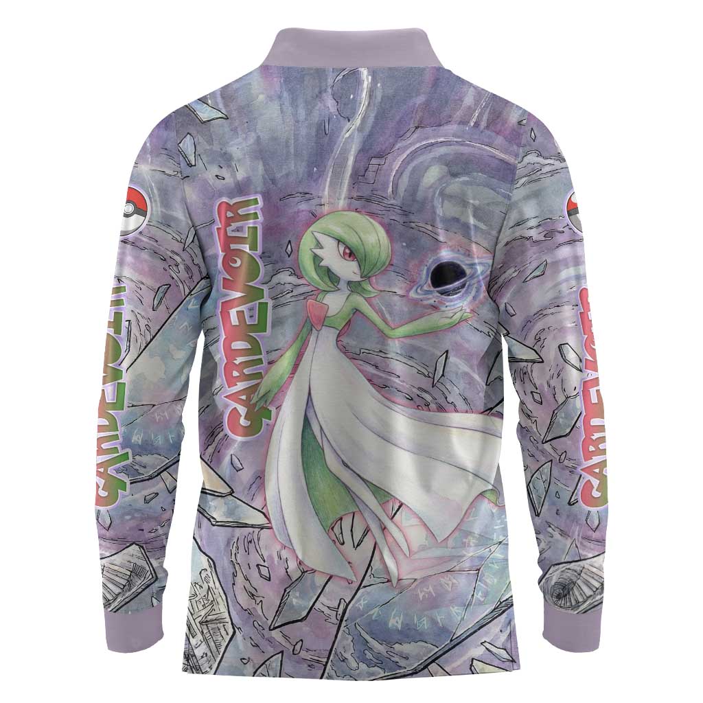 Gardevoir Long Sleeve Polo Shirt Shattered Crystal Galaxy Art