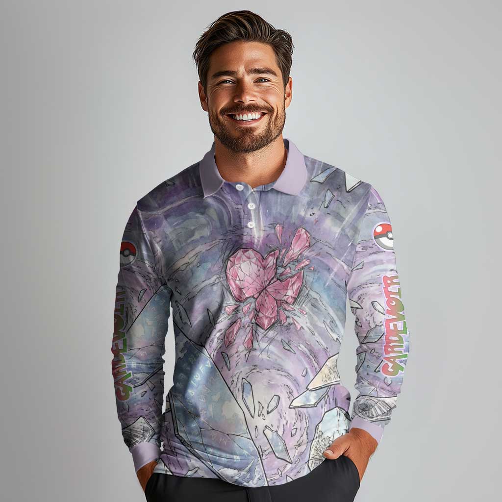 Gardevoir Long Sleeve Polo Shirt Shattered Crystal Galaxy Art