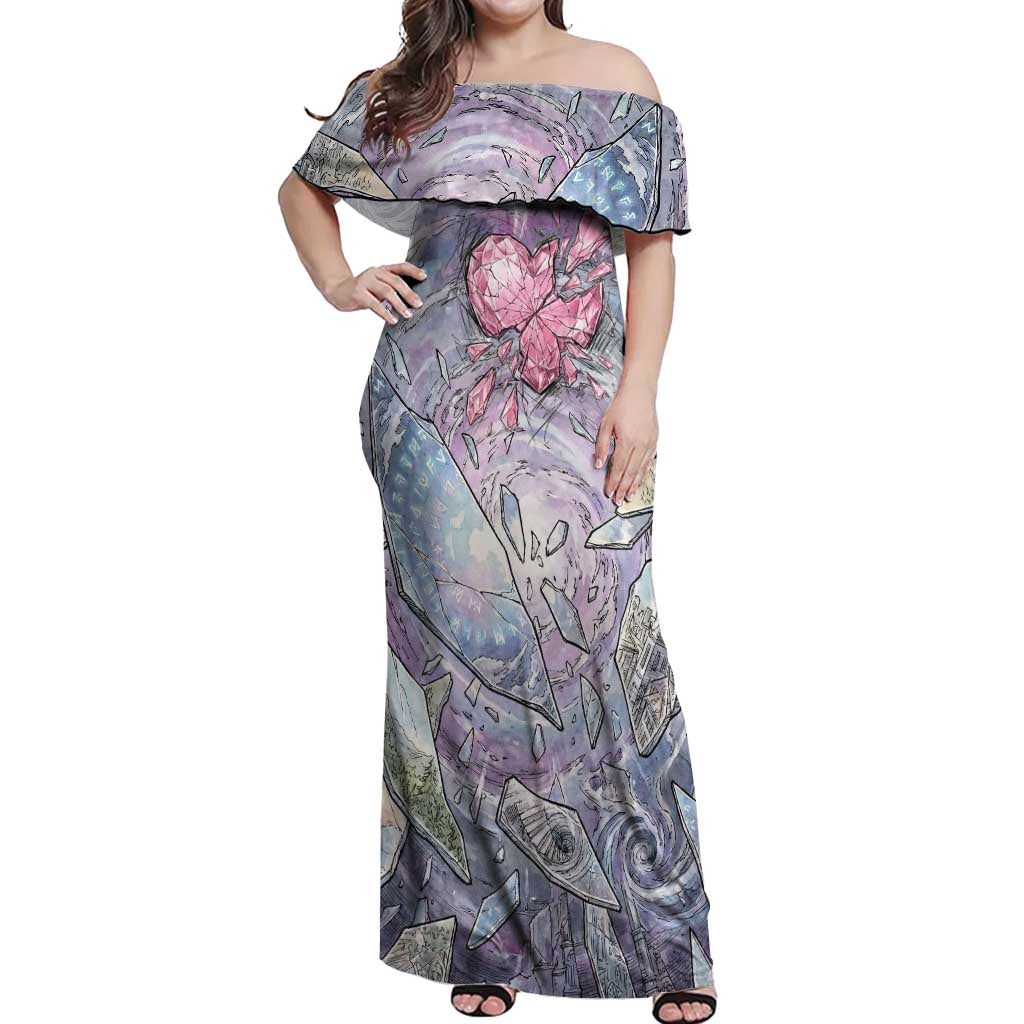 Gardevoir Off Shoulder Maxi Dress Shattered Crystal Galaxy Art