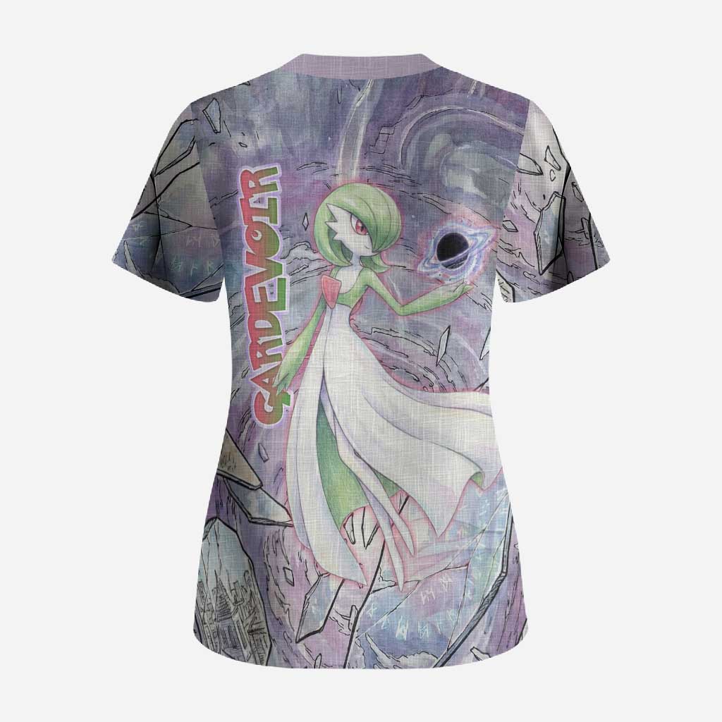 Gardevoir Scrub Top Shattered Crystal Galaxy Art