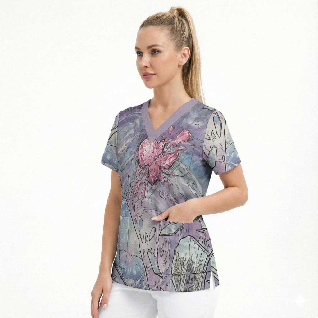 Gardevoir Scrub Top Shattered Crystal Galaxy Art
