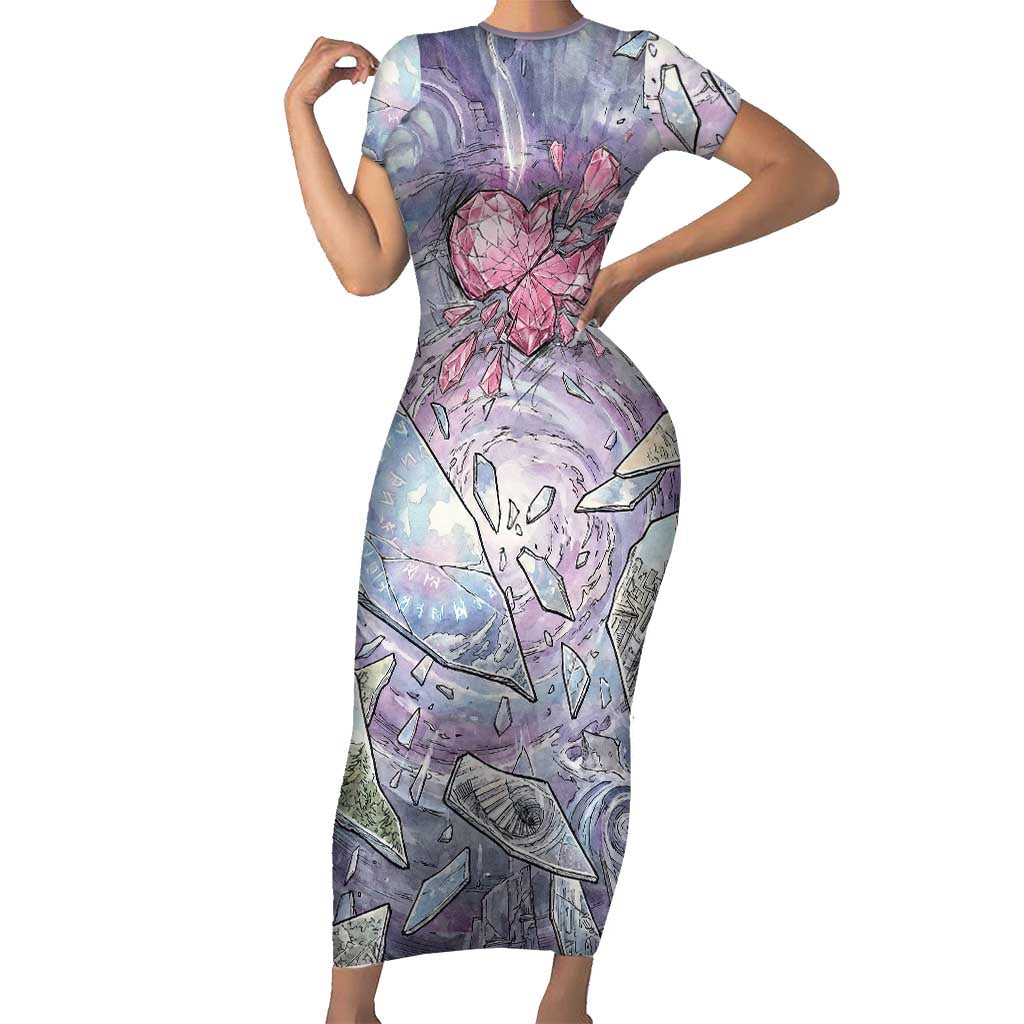 Gardevoir Short Sleeve Bodycon Dress Shattered Crystal Galaxy Art