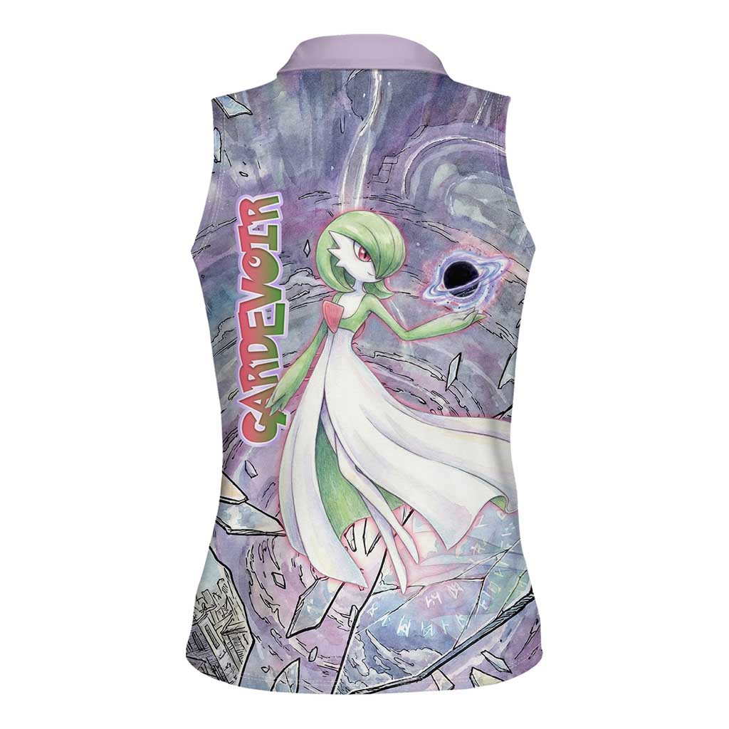 Gardevoir Women Sleeveless Polo Shirt Shattered Crystal Galaxy Art