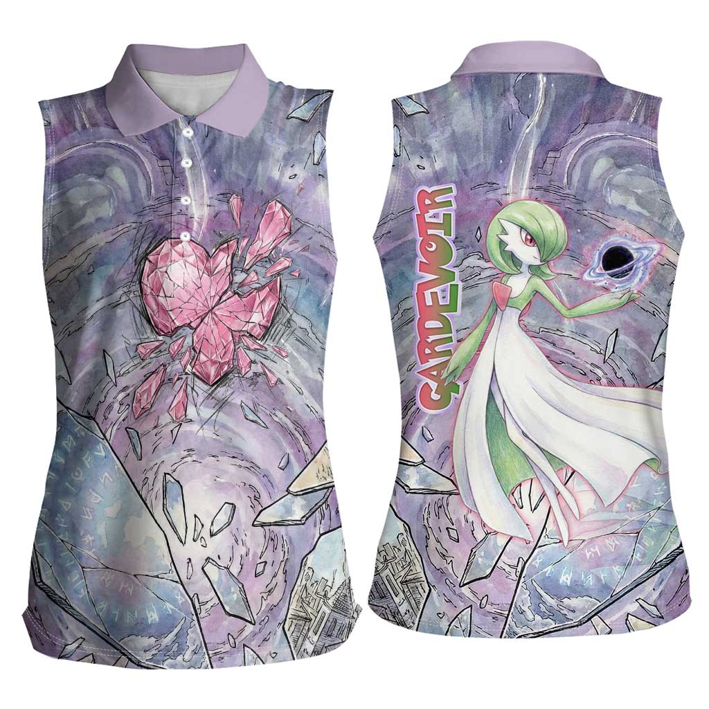 Gardevoir Women Sleeveless Polo Shirt Shattered Crystal Galaxy Art