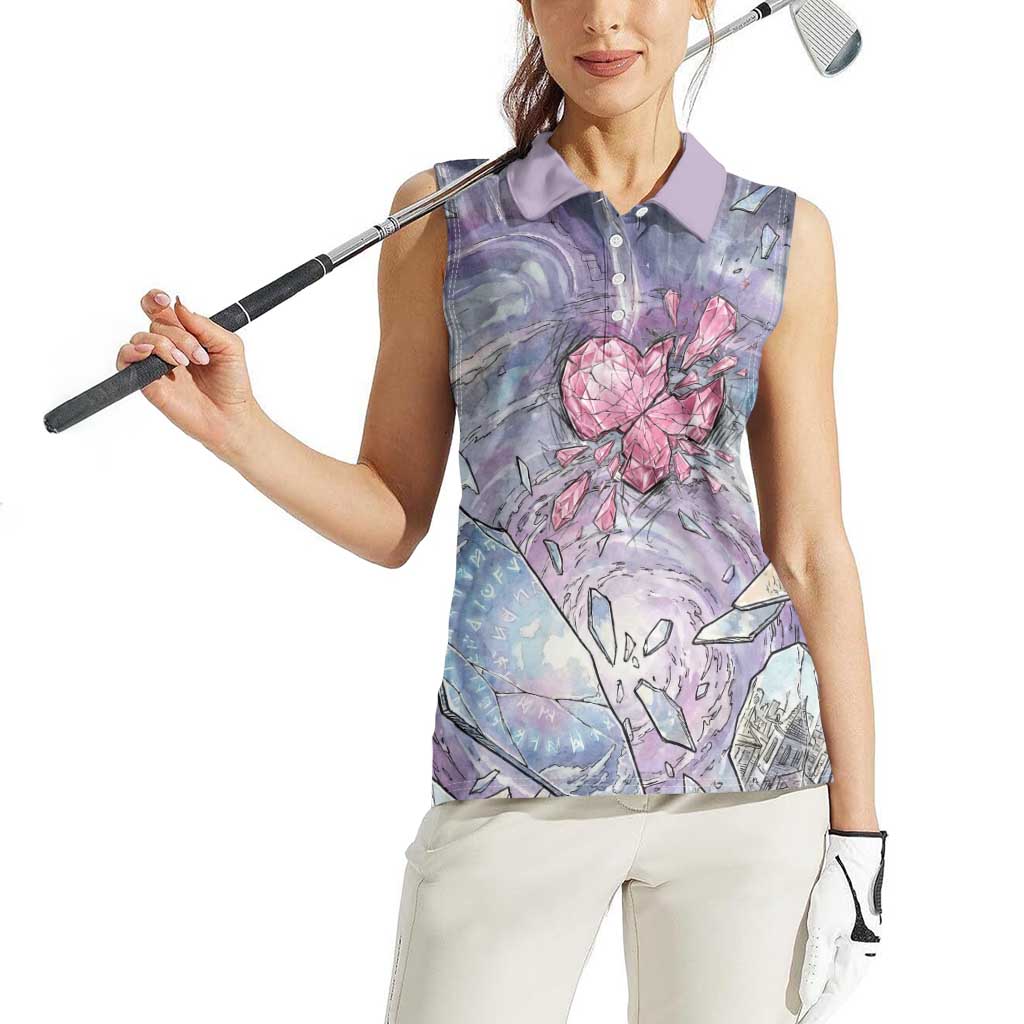 Gardevoir Women Sleeveless Polo Shirt Shattered Crystal Galaxy Art