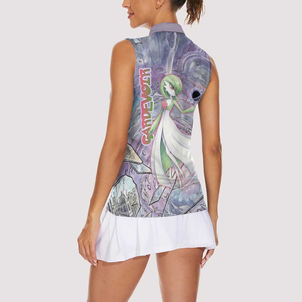 Gardevoir Women Sleeveless Polo Shirt Shattered Crystal Galaxy Art