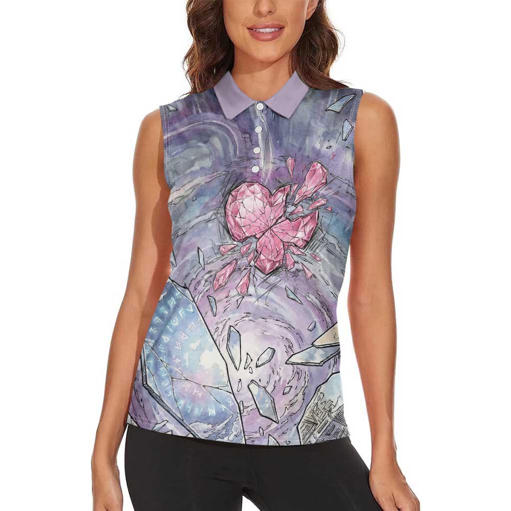 Gardevoir Women Sleeveless Polo Shirt Shattered Crystal Galaxy Art
