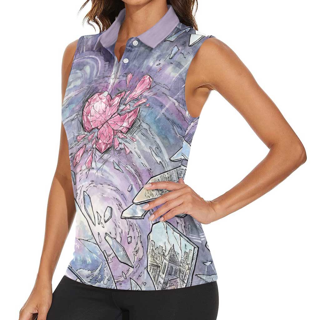 Gardevoir Women Sleeveless Polo Shirt Shattered Crystal Galaxy Art