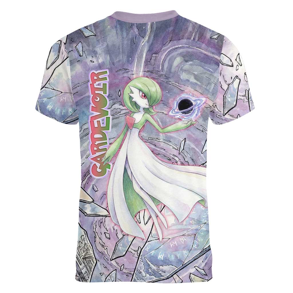 Gardevoir Women V-Neck T-Shirt Shattered Crystal Galaxy Art