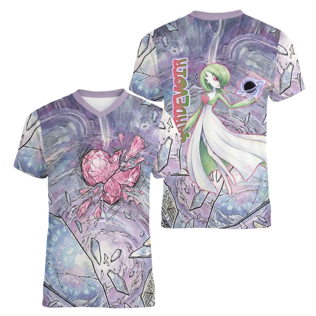 Gardevoir Women V-Neck T-Shirt Shattered Crystal Galaxy Art