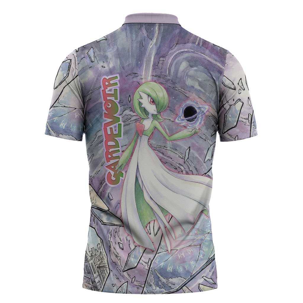 Gardevoir Zipper Polo Shirt Shattered Crystal Galaxy Art