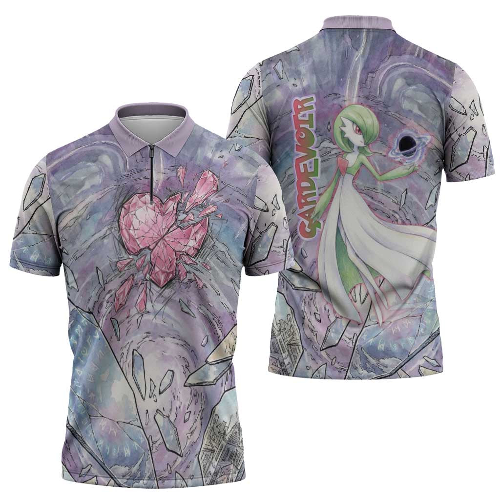 Gardevoir Zipper Polo Shirt Shattered Crystal Galaxy Art
