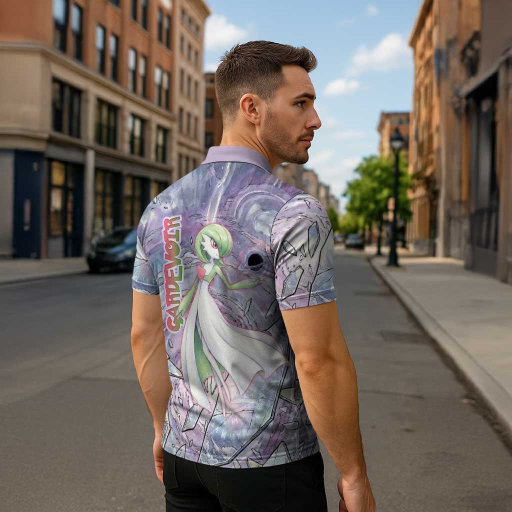 Gardevoir Zipper Polo Shirt Shattered Crystal Galaxy Art