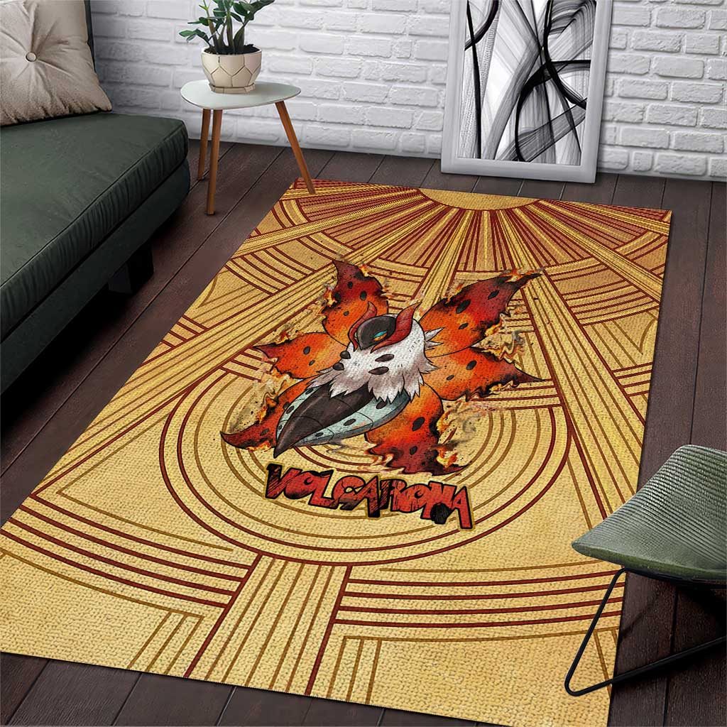 Volcarona Area Rug Aztec Sun God Tapestry Art
